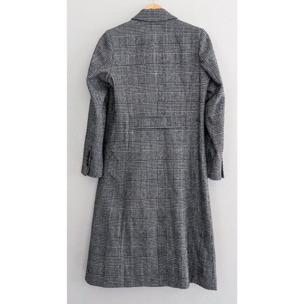 Nili Lotan for Target Long Overcoat Plaid Double Breasted Size XXS Black White - Picture 2 of 6